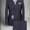 Classic Double-Breasted Black Suit