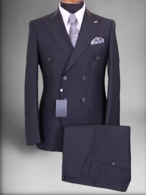 Classic Double-Breasted Black Suit
